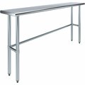 Amgood 14 in. x 72 in. Open Base Stainless Steel Metal Table WT-1472-RCB-Z